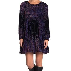 Free People Mirror Mirror Long Sleeve Velvet Dress